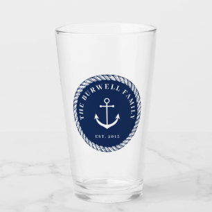 Verre Rope & Ancre Navy Blue Ajouter votre nom