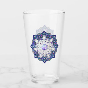 Verre Rosace bleue et flocon de neige