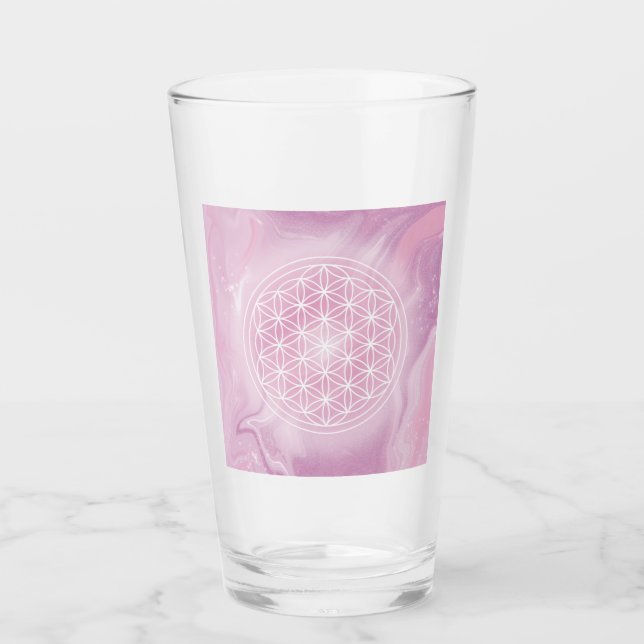 Verre rose, fleur de vie, géométrique sacrée, mandala, z (Devant)
