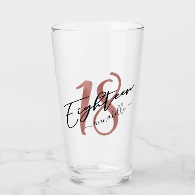 Verre Rose Gold Faux Foil 18e anniversaire (Devant)