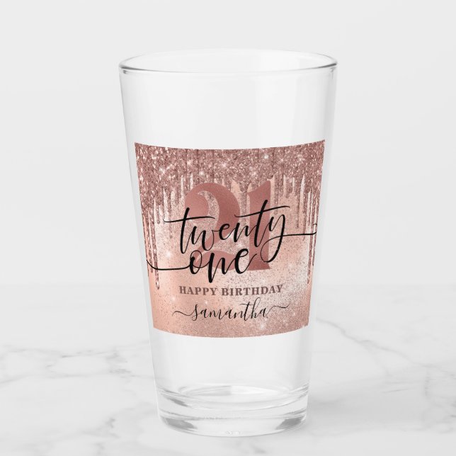 Verre Rose Gold Faux Parties scintillant & Foil 21e anni (Devant)