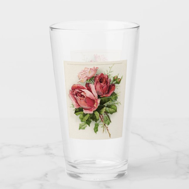 Verre Roses floraux Vintages antiques (Devant)