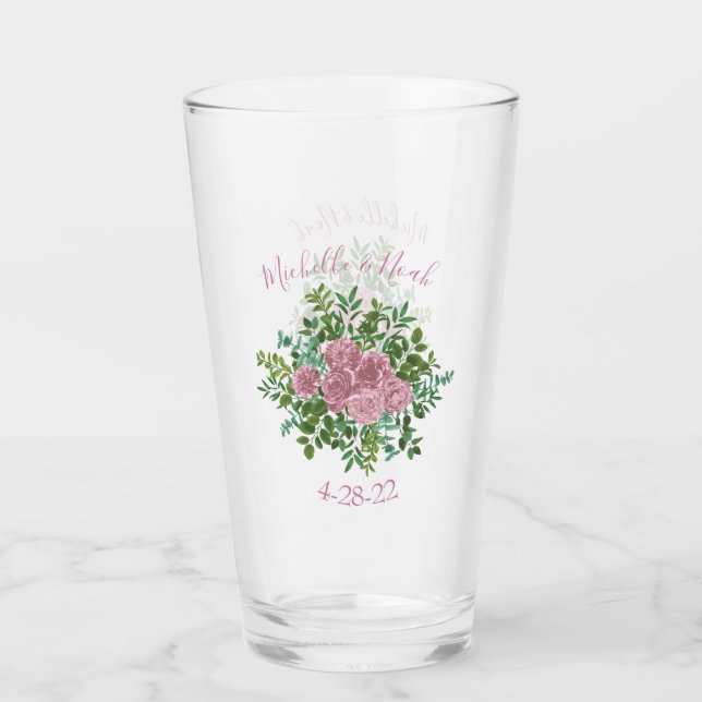 Verre Roses roses Jardin Printemps Mariage (Devant)