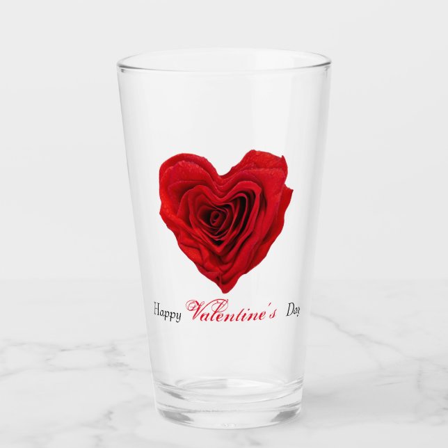 Verre Roses rouges en forme de coeur Saint Valentin (Devant)
