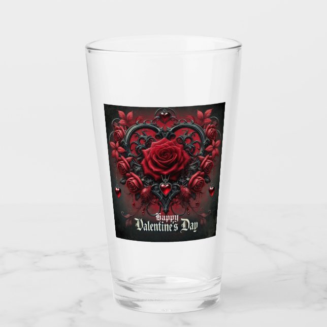 Verre roses rouges gothiques Saint-Valentin (Devant)