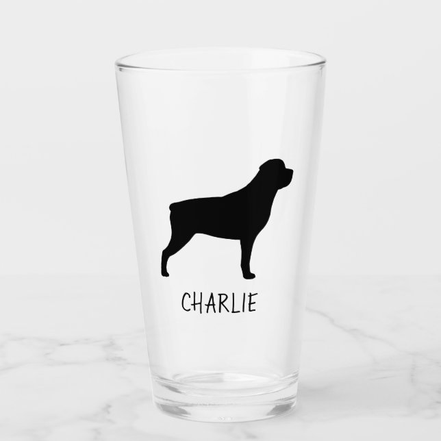 Verre Rottweiler Silhouette Personnalisée Rottie Lover (Devant)
