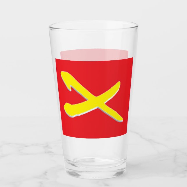 Verre Rouge avec un motif jaune vif (Devant)