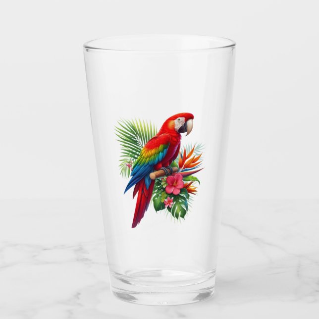Verre Rouge macaw tropical floral (Devant)