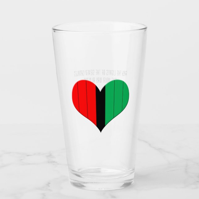 Verre Rouge Noir Vert Rayé Coeur Heureux Kwanzaa (Devant)