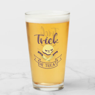 Verre Ruban de Halloween crâne et os croisés Trick or tr