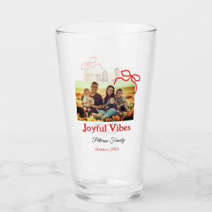 Verre Ruban rouge vibes joyeuses ajoutez nom de famille