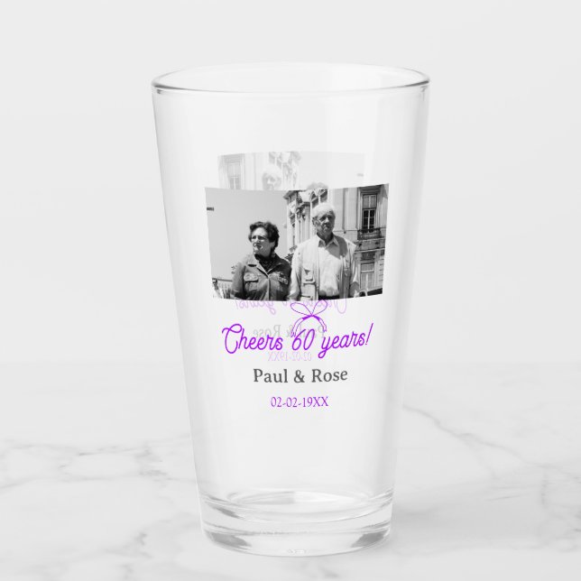 Verre Ruban violet pour les 60 ans d'anniversaire de mar (Devant)