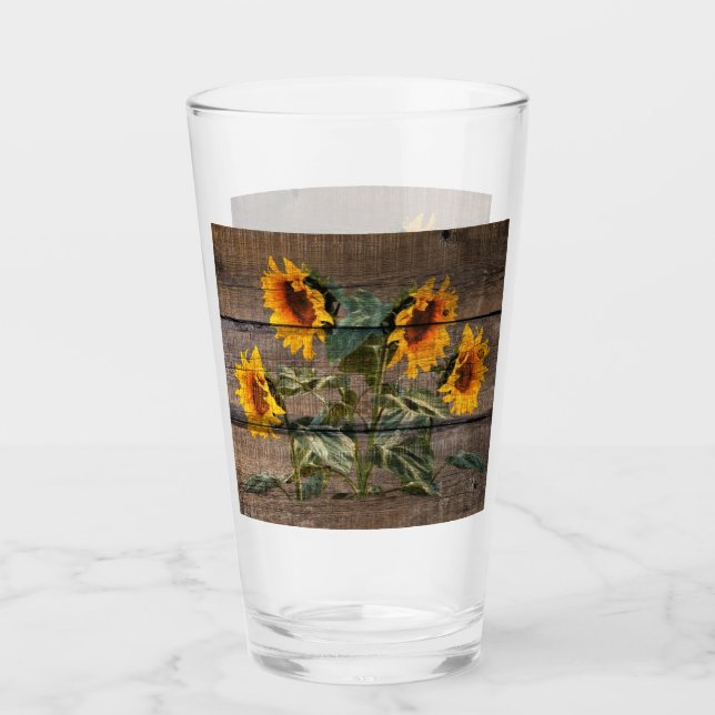 Verre Rustic Barn Wood Sunflower (Devant)