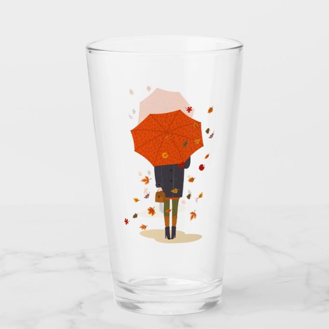 Verre Rustique Autumn Umbrella Girl (Devant)