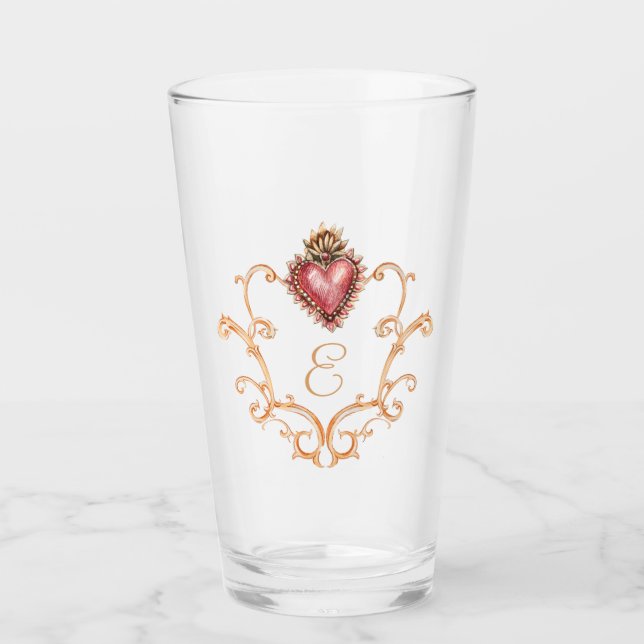 Verre Sacré Coeur Baroque Monogramme (Devant)