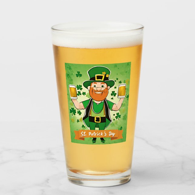 Verre Saint-Patricks Day Bières à double poitrine leprec (Devant (rempli))