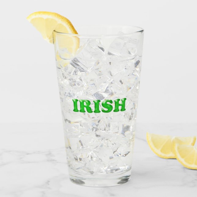 Verre Saint Patrick's Day Irlandais Lettres vertes clair (Devant glace)