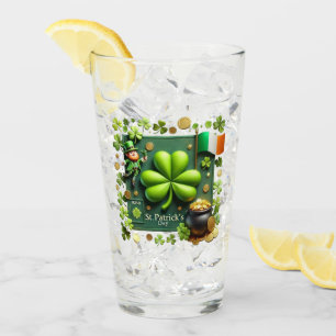 Verre Saint Patrick's Day Shamrock et Leprechaun Pint