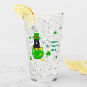 Verre Saint Patrick's Day Shamrock Pot of Gold Black Cat