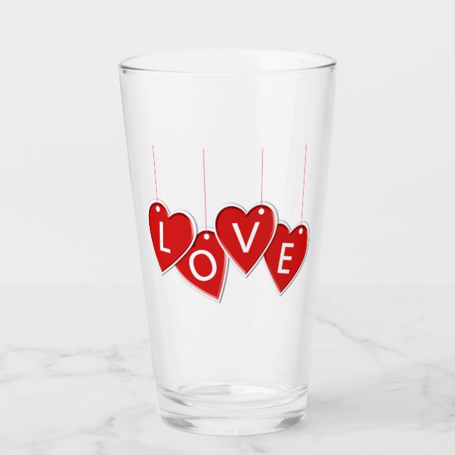 Verre Saint Valentin Amour Coeurs rouges (Devant)