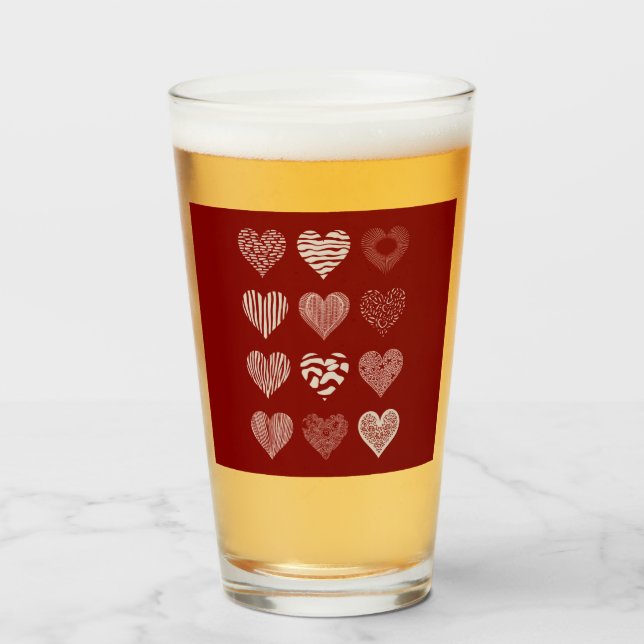 Verre Saint-Valentin Cœurs Neuf Cœurs Amour de la Saint- (Devant (rempli))