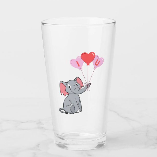 Verre Saint Valentin mignon Je t'aime coeur (Devant)