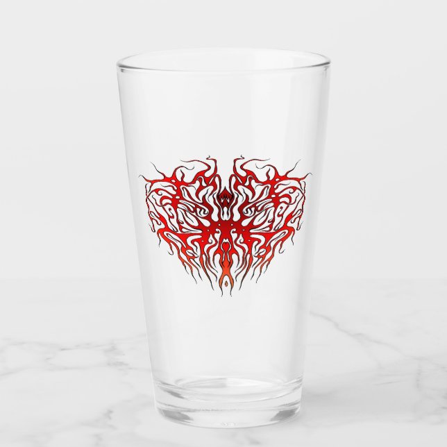 Verre Saint-Valentin Tatouage Tribal des Coeurs rouges (Devant)