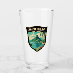 Verre Sainte-Lucie Les Pitons Travel Art Vintage