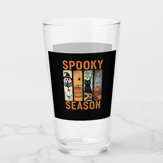 Verre Saison effrayante � Gentil Fantôme, Chat Noir, Cit (Devant)