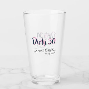 Verre Sale 30 joyeux anniversaire nom date rose gris cal