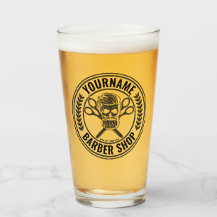 Verre Salon de coiffure personnalisé Skull Rockabilly