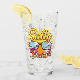 Verre Salty Beach Soleil et palmier tropicaux