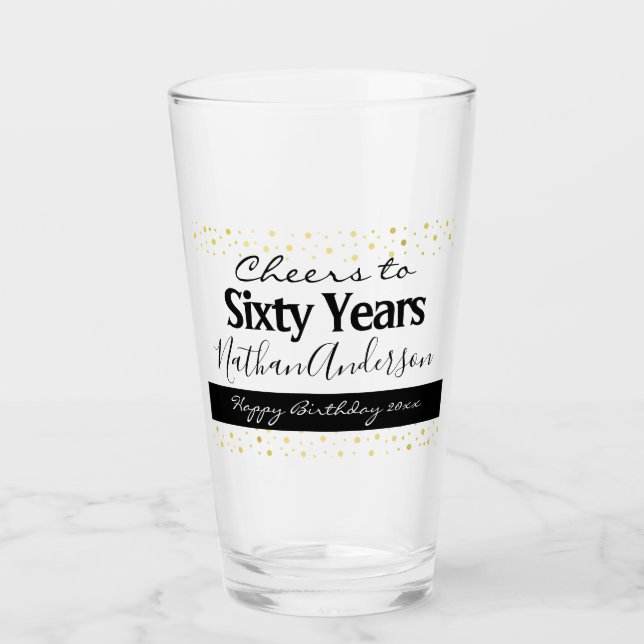 Verre Salutations à 60 ans Personnalisé Anniversaire Sho (Devant)