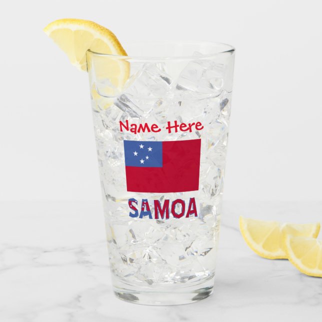 Verre Samoa et drapeau samoan Boisson personnalisée (Devant glace)