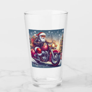 Verre Santa Claus en mode motard