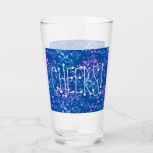 Verre Santé! Bleu avec rose, Bleu pourpre éclat