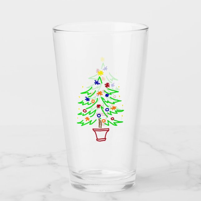 Verre Sapin de Noël Rétro (Devant)