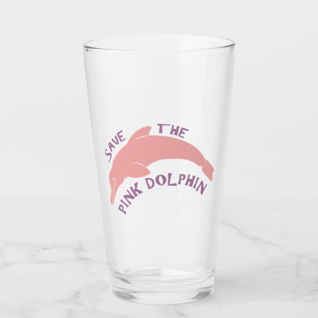 Verre Sauvez le dauphin rose (Devant)
