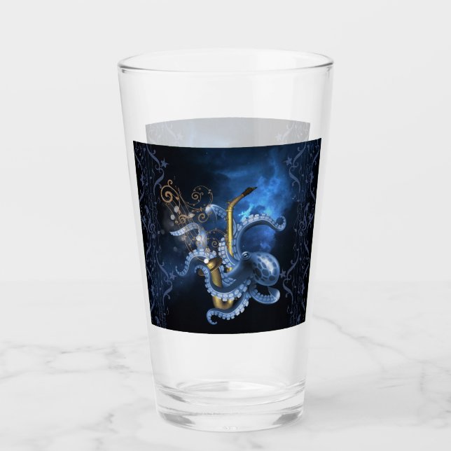 Verre Saxophone de musique avec poulpe (Devant)