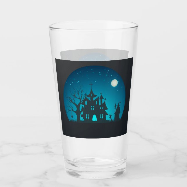 Verre Scary and Fun Blue and Black Haunted House (Devant)