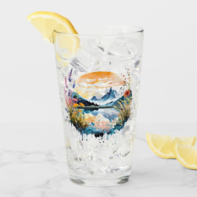 Verre Scène de montagne à l'aquarelle (Devant glace)