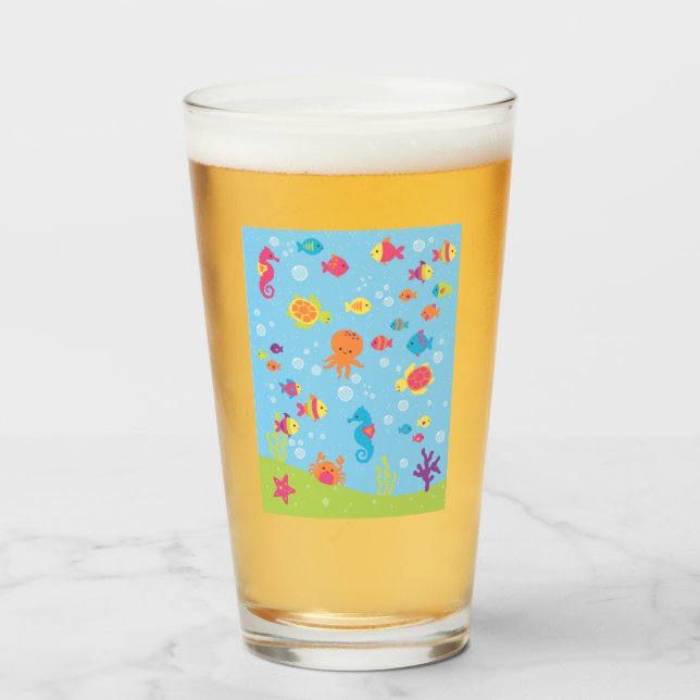 Verre Scène sous-marine mignonne (Devant (rempli))