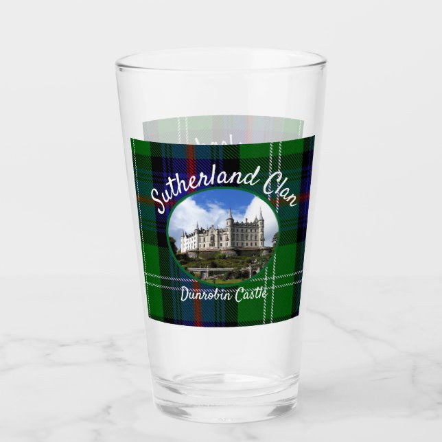 Verre Scottish Sutherland Clan Castle Tartan Glass Cup (Devant)