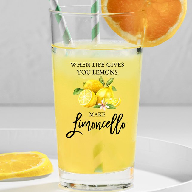 Verre Script de brosse moderne Aquarelle Lemons Limoncel (Limoncello Glass)