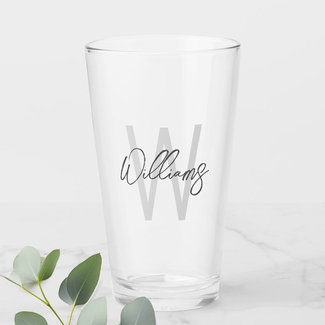 Verre Script moderne Monogramme personnalisé et nom (Créateur téléchargé)