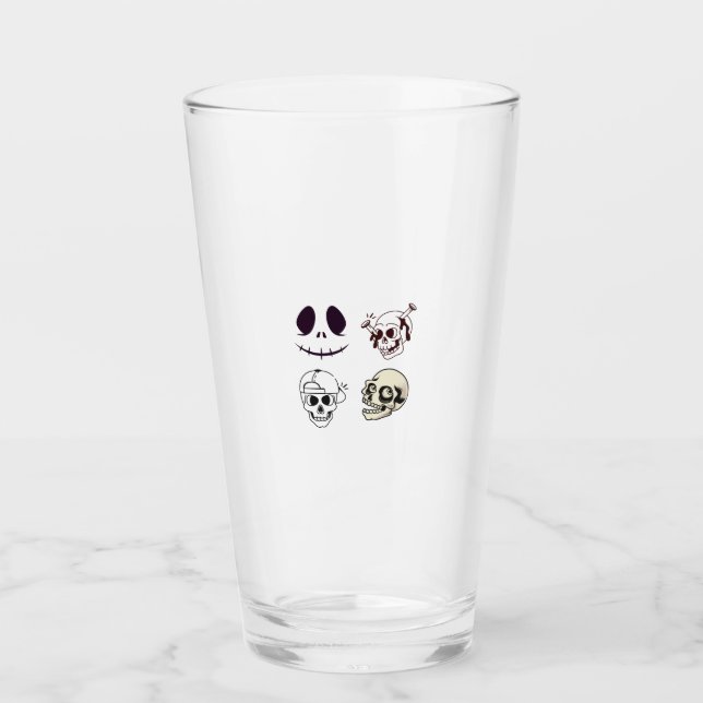 Verre Set of Four Unique Skull Illustrations (Devant)