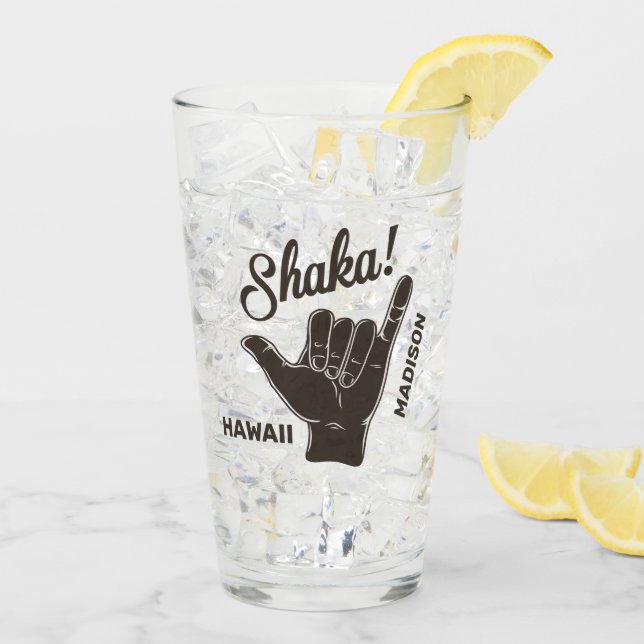 Verre Shaka du nom et de l'emplacement personnalisés (Dos glace)