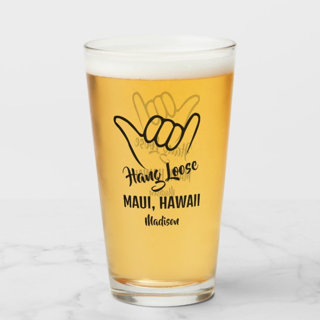 Verre Shaka du nom et de l'emplacement personnalisés (Dos (rempli))