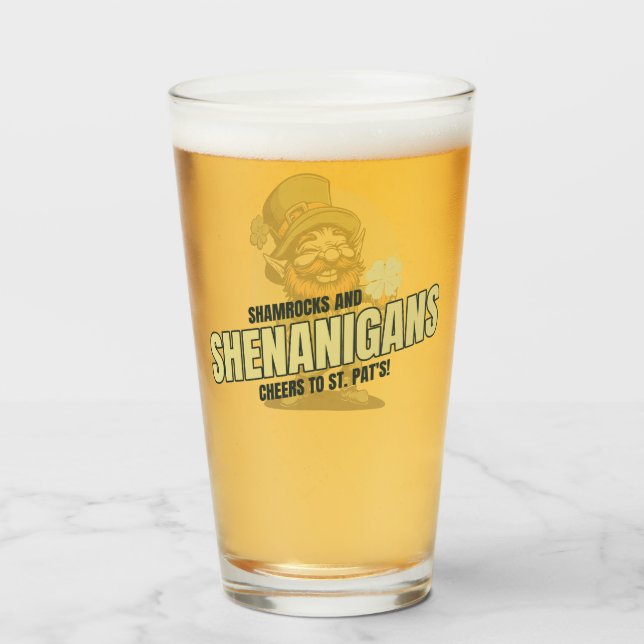 Verre Shamrock et Shenanigans Saint Patrick's Day Pint (Devant (rempli))