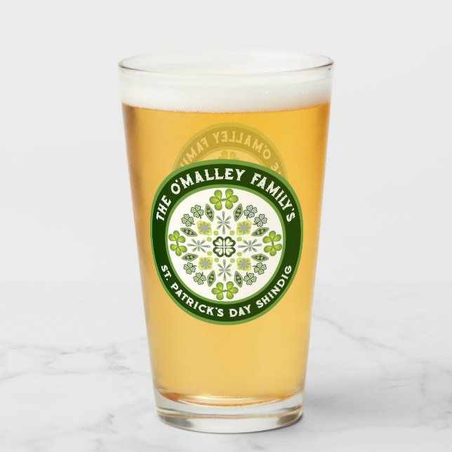 Verre Shamrock Mandala St. Patrick's Day Family Party (Devant (rempli))